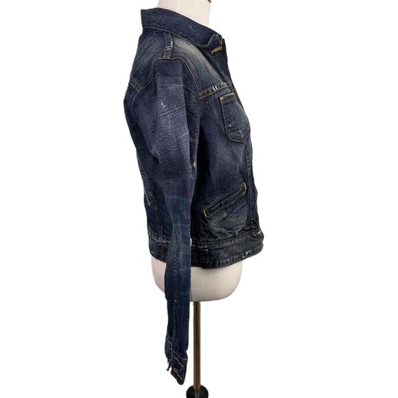 Lucky Brand Red White & Blue Star Button Front Denim Jacket Size Medium - Picture 6 of 8